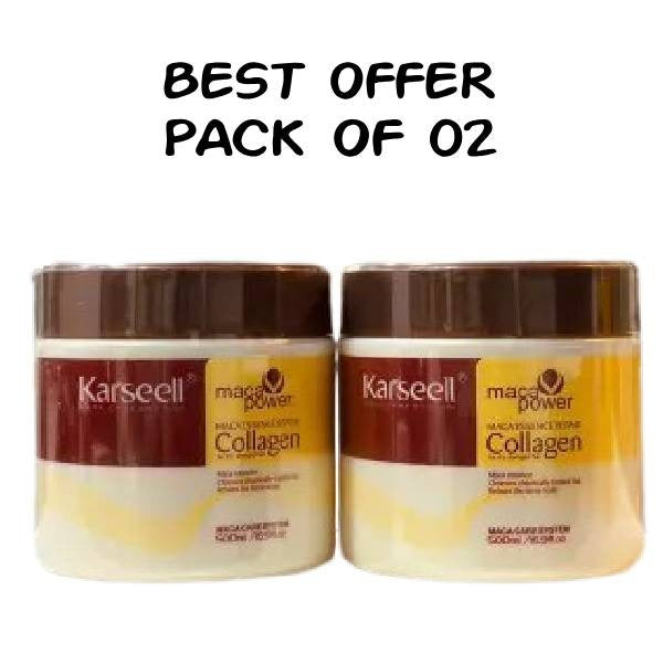 Pack Of 02 | Sealed Packed | Karseell Hair Mask Collagen Treatment Cream – Argan Oil &amp; Maca Essence, 16.9 OZ 500ml