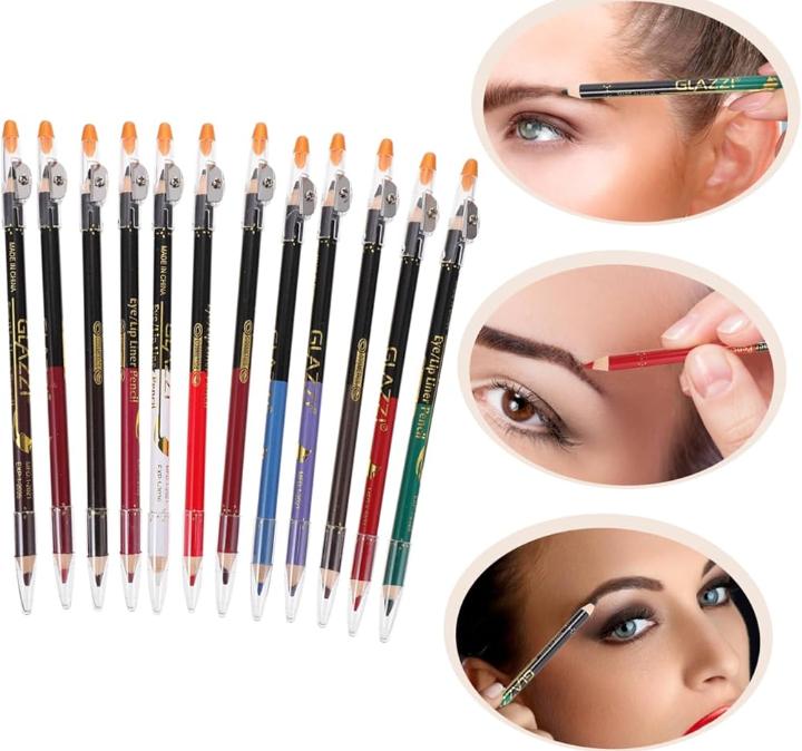 ( Pack of 12 )2 in 1 colors eye pencil multipurpose  Eye Pencil (Random color )