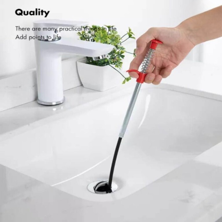 Stainless Steel Sink Wire | Drain Cleaner Wire Spring Sink Cleaning Stick (60cm)