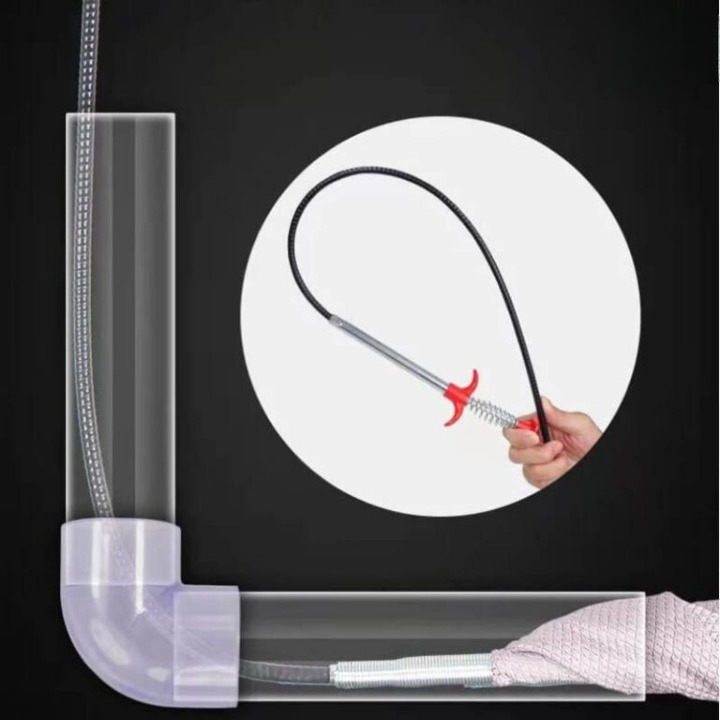 Stainless Steel Sink Wire | Drain Cleaner Wire Spring Sink Cleaning Stick (60cm)