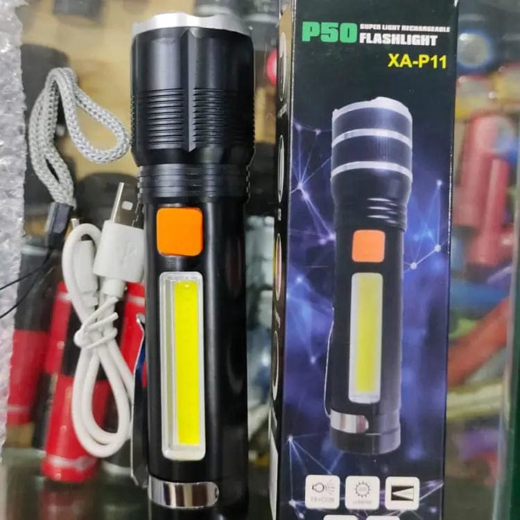 P50 super light rechargeable flashlight - Super bright Led Light - zoomable Rechargeable torch 3 mode