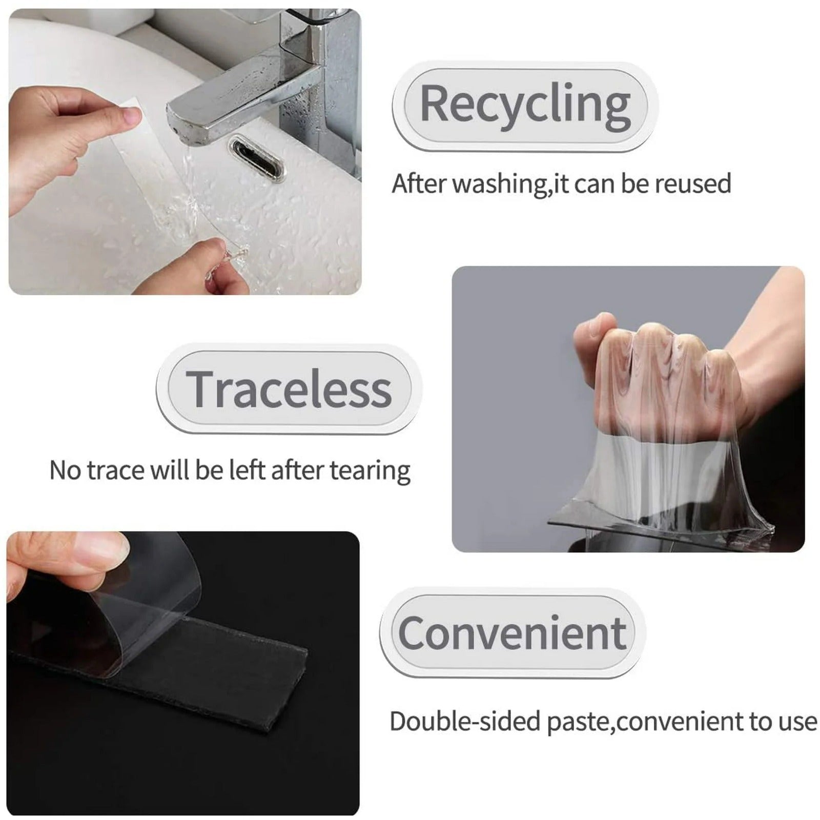 Nano Tape Double Sided Tape Self Adhesive Nano Tape for Kitchen Walls Photos Posters Fixing Balloon Home Office