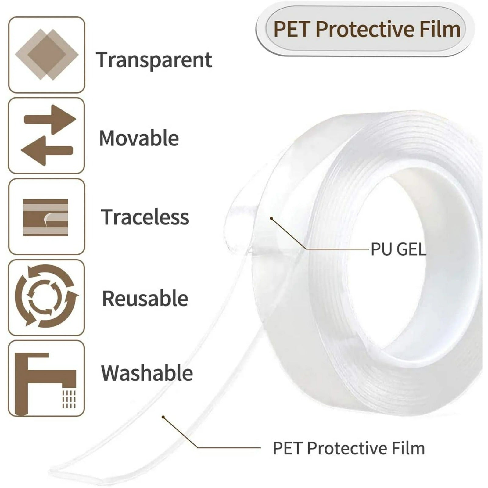 Nano Tape Double Sided Tape Self Adhesive Nano Tape for Kitchen Walls Photos Posters Fixing Balloon Home Office