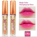 Pack of 2 Magic Color Changing Lipgloss Lip Oil, Liquid Glossy Finish (Random Color)