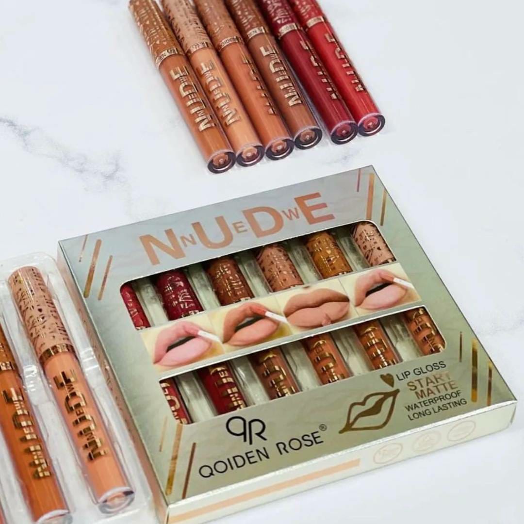 Pack Of 6 Nude High Pigment Matte Lipgloss Soft &amp; Matte Texture Hydrating Lipgloss (Random Color)