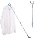 Extendable Telescopic Clothes Fork, Adjustable Laundry Hanging Fork with Hook (random color)