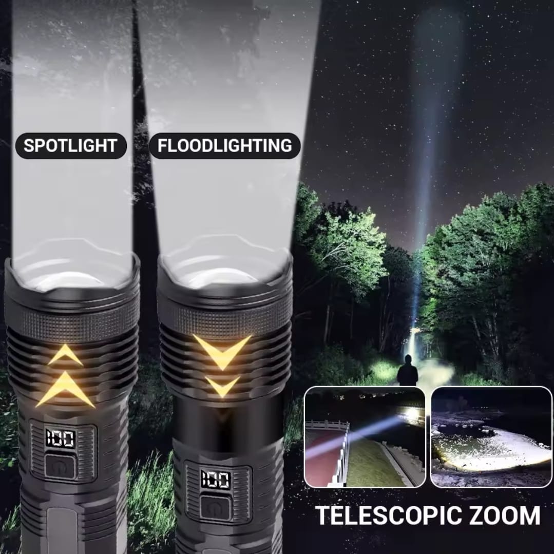 Most Powerful P50 FlashLight Flash light 5 Modes Usb Zoom Led Torch Built-in 18650 Battery Camping, Fishing