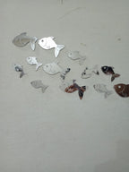 30 Pcs  Acrylic Fishes Mirror Wall Art Decor Fishes Mirror Stickers Decals for Kids Girls Bedroom Bathroom Playroom silver
