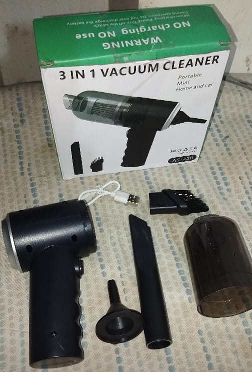 3 in 1 AS- 228 Mini USB Rechargeable Vacuum Cleaner, Vacuum For Car – Vacuum For Home – Duster