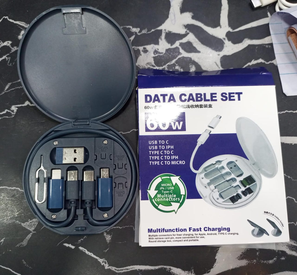 Multifunctional Data Cable Set 60W Fast Charging Cable for Android &amp; Iphone (Random color)