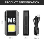 DH-001 COB Led Flashlight With Lighters Dual Arc Pulse Flameless Lighter Type C Rechargeable Lighter Work Light Mini Light Men's Gift | Dual Arc Pulse Flameless Lighter