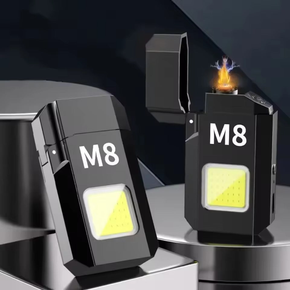 DH-001 COB Led Flashlight With Lighters Dual Arc Pulse Flameless Lighter Type C Rechargeable Lighter Work Light Mini Light Men's Gift | Dual Arc Pulse Flameless Lighter