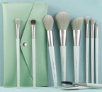 7 Pcs makeup Brush Set Complete Lip Brush Eye Shadow Loose Powder Brush Beauty Tools With Pouch (Green)