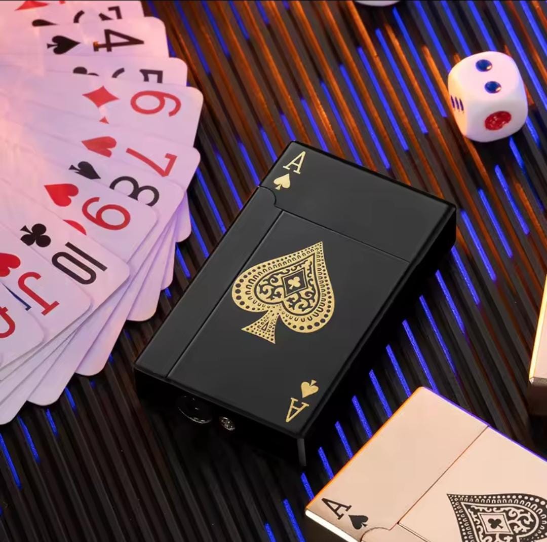 Jet Torch Playing Card Lighter, Green Flame Ace Card Lighter Windproof Refillable Lighter Playing Cards Cool Design (Metal Body) random color