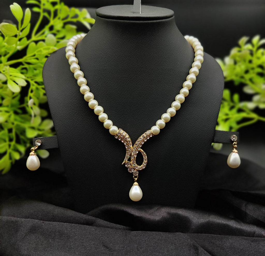 Imported Exquisite Pearl Necklace Set with Radiant Pendant &amp; Earrings | Girls &amp; Women Fashion