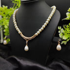 Imported Elegant Gold-Plated Pearl Necklace with Teardrop Pendant | Girls &amp; Women Fashion