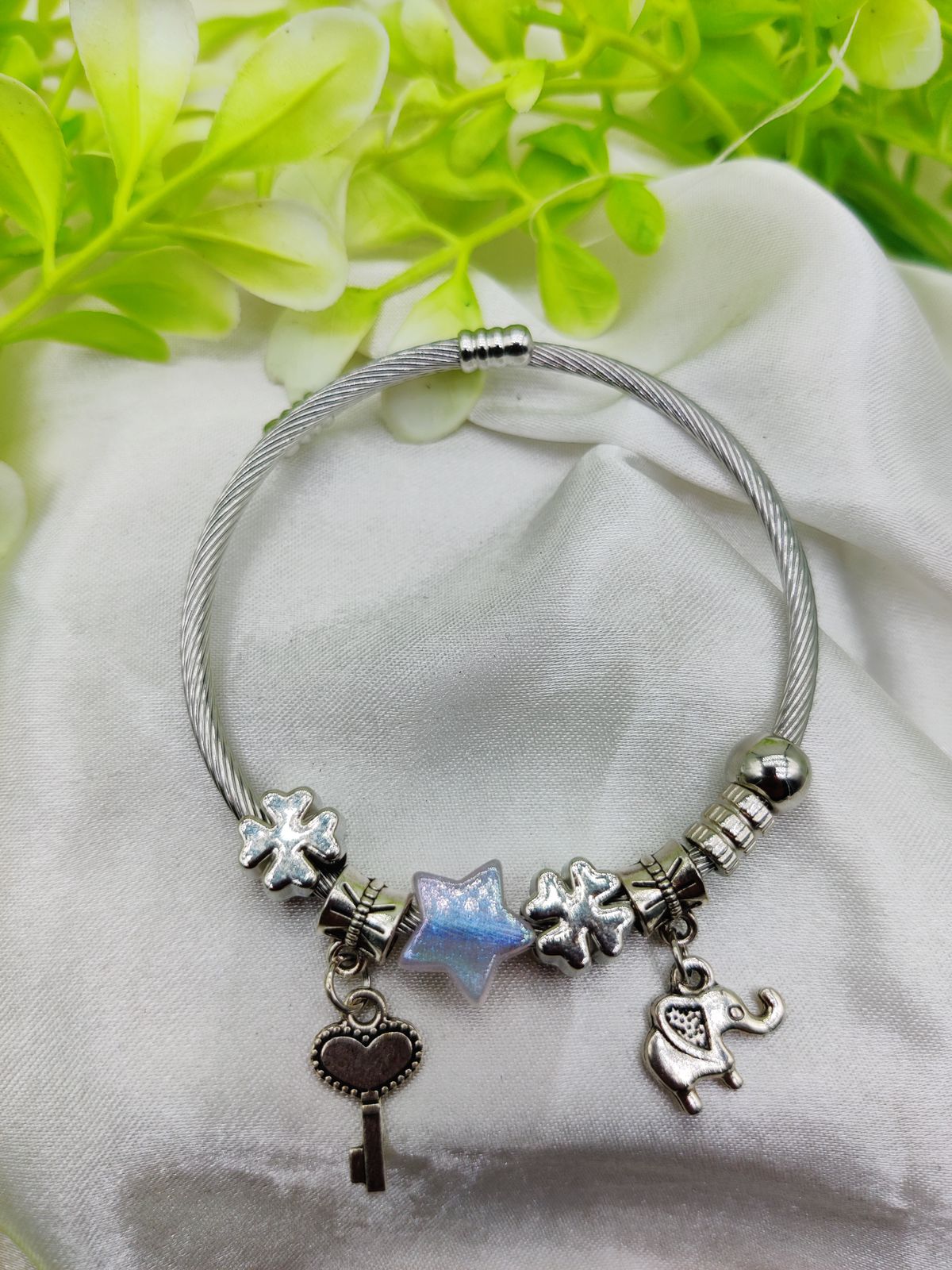 1 Piece Imported Elegant Pandora-Style Charm Bracelet - Starry Opalescent Design | Best Quality Artificial Bracelet For Girls &amp; Women