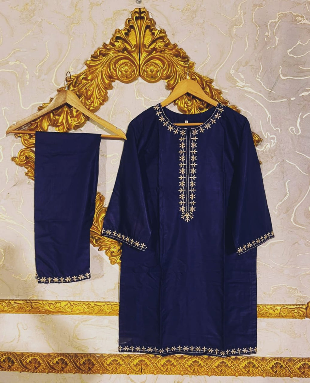 2pcs Stitched Suits 2 Pcs Elegant Women's Stitched Embroidered Linen Shirt And Trouser