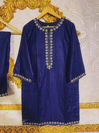 2pcs Stitched Suits 2 Pcs Elegant Women's Stitched Embroidered Linen Shirt And Trouser