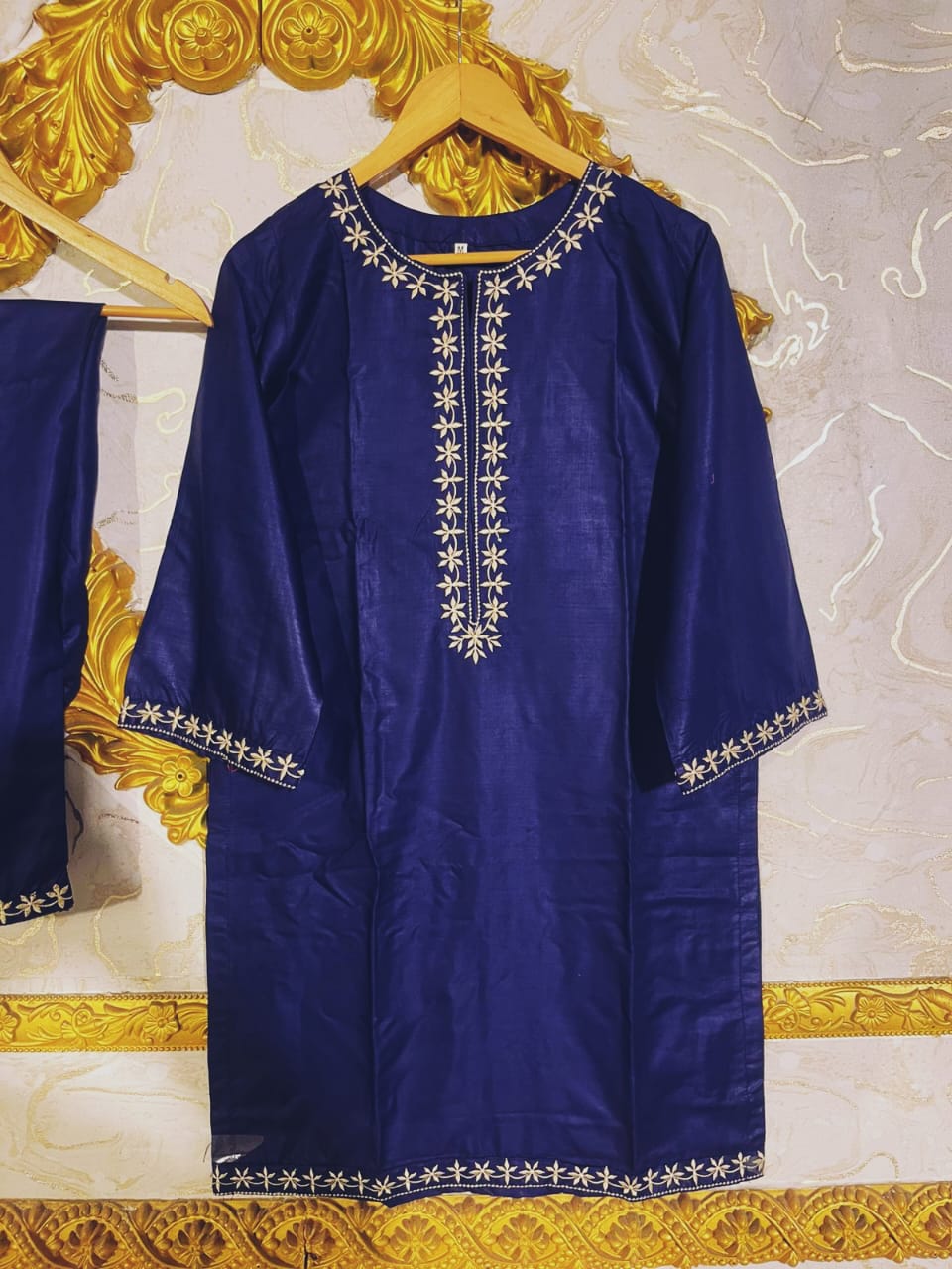 2pcs Stitched Suits 2 Pcs Elegant Women's Stitched Embroidered Linen Shirt And Trouser
