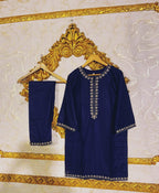 2pcs Stitched Suits 2 Pcs Elegant Women's Stitched Embroidered Linen Shirt And Trouser