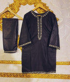 2pcs Stitched Suits 2 Pcs Elegant Women's Stitched Embroidered Linen Shirt And Trouser