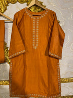 2pcs Stitched Suits 2 Pcs Elegant Women's Stitched Embroidered Linen Shirt And Trouser