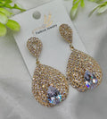 Luxurious Teardrop Crystal Earrings with Pave Detailing Earrings - Luxurious Gold Finish | Best Quality Artificial Earrings For Girls &amp; Women