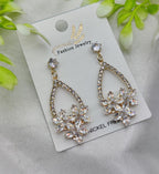 Imported Elegant Crystal Floral Drop Earrings – Nickel Free Earrings - Luxurious Gold Finish | Best Quality Artificial Earrings For Girls &amp; Women