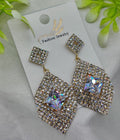 Imported Dazzling Geometric Crystal Drop Earrings - Nickel-Free Luxury Earrings – Nickel Free Earrings - Luxurious Gold Finish | Best Quality Artificial Earrings For Girls &amp; Women