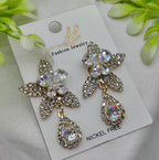 Imported Stunning Crystal Floral Earrings with Teardrop Accent - Nickel Free | Best Quality Artificial Earrings For Girls &amp; Women