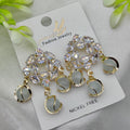 Imported Exquisite Crystal Halo Earrings with Chic Gemstone Dangles | Best Quality Artificial Earrings For Girls &amp; Women