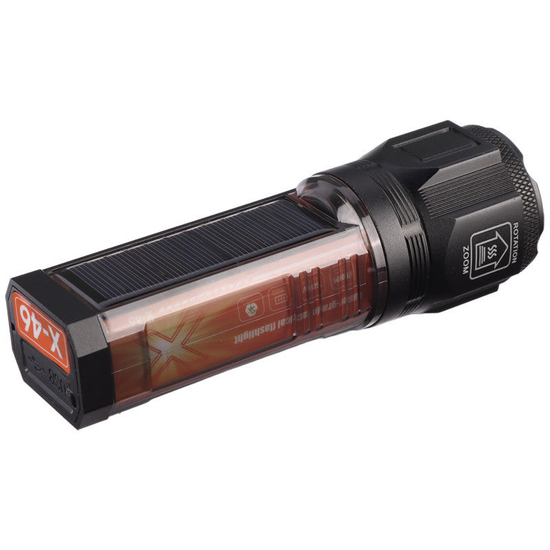 X-46 Multifunctional Flashlight – Telescopic Zoom, Type-C Charging, Power Bank &amp; Multiple Light Modes