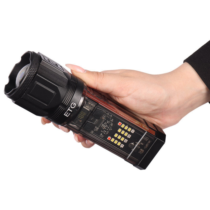 X-46 Multifunctional Flashlight – Telescopic Zoom, Type-C Charging, Power Bank &amp; Multiple Light Modes