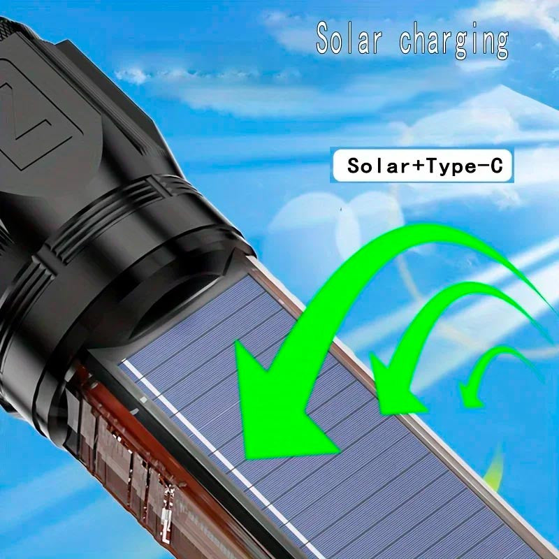 X-46 Multifunctional Flashlight – Telescopic Zoom, Type-C Charging, Power Bank &amp; Multiple Light Modes