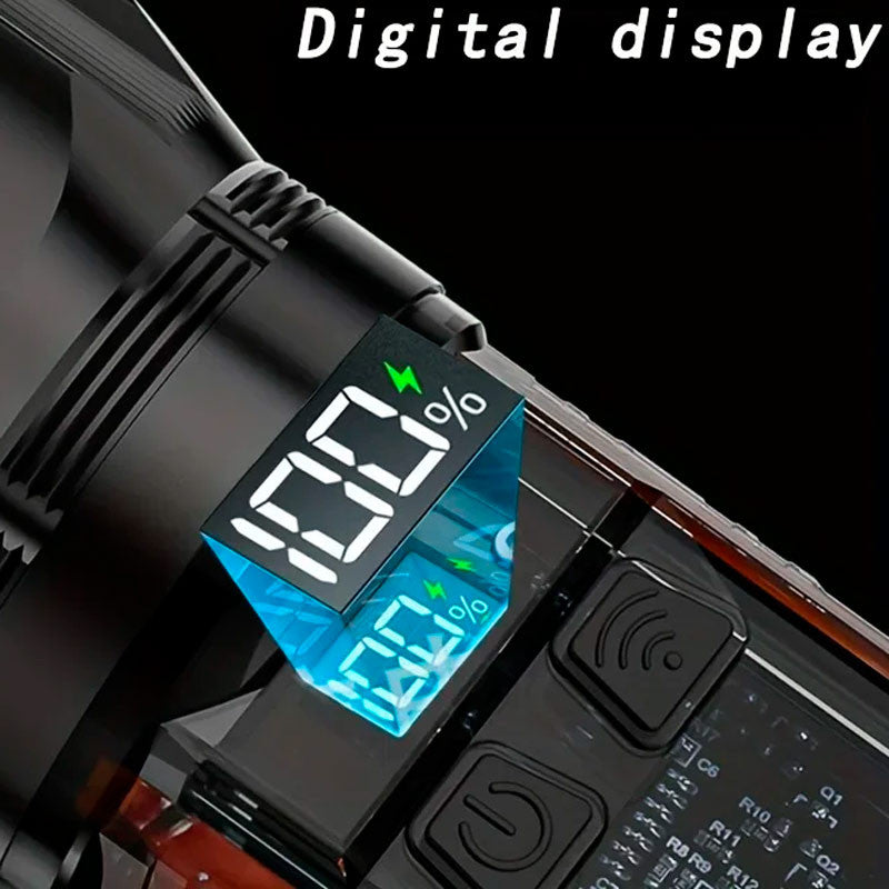 X-46 Multifunctional Flashlight – Telescopic Zoom, Type-C Charging, Power Bank &amp; Multiple Light Modes