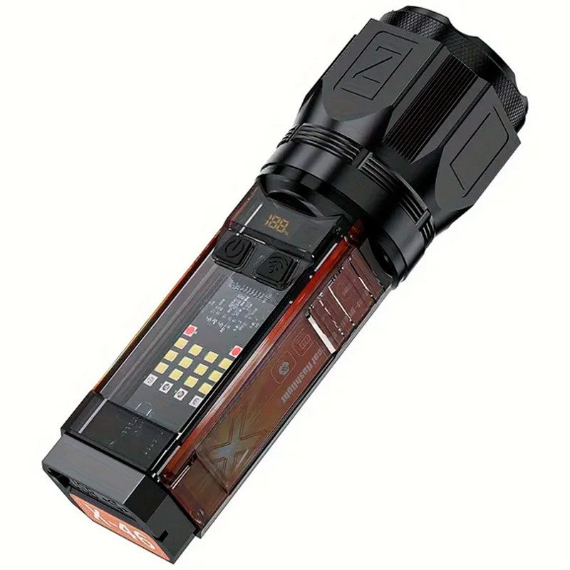 X-46 Multifunctional Flashlight – Telescopic Zoom, Type-C Charging, Power Bank &amp; Multiple Light Modes