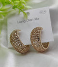 Imported Elegant Glitter Hoop Earrings - Statement Style Earrings - Luxurious Gold Finish | Best Quality Artificial Earrings For Girls &amp; Women