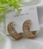 Imported Elegant Glitter Hoop Earrings - Statement Style Earrings - Luxurious Gold Finish | Best Quality Artificial Earrings For Girls &amp; Women