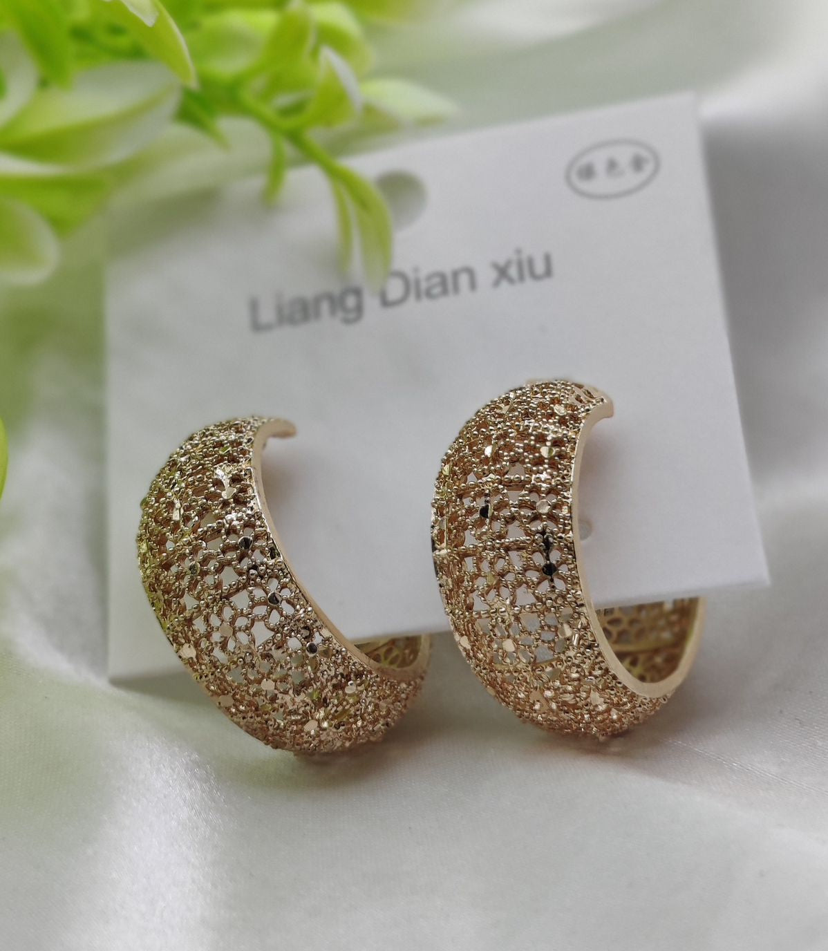 Imported Elegant Glitter Hoop Earrings - Statement Style Earrings - Luxurious Gold Finish | Best Quality Artificial Earrings For Girls &amp; Women