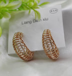 Imported Elegant Hollow Heart Design Gold-Plated Hoop Earrings - Luxurious Gold Finish | Best Quality Artificial Earrings For Girls &amp; Women