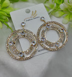 Imported Radiant Crystal Circle Drop Earrings – Elegant Statement Jewelry - Luxurious Gold Finish | Best Quality Artificial Earrings For Girls &amp; Women