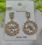 Imported Radiant Baguette Floral Drop Earrings – Nickel Free Earrings - Luxurious Gold Finish | Best Quality Artificial Earrings For Girls &amp; Women