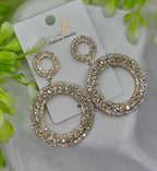 Imported Radiant Double-Hoop Crystal Earrings – Glamorous Statement Jewelry - Luxurious Gold Finish | Best Quality Artificial Earrings For Girls &amp; Women