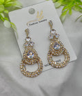 Imported Glamorous Crystal-Studded Teardrop Earrings – Nickel Free Earrings - Luxurious Gold Finish | Best Quality Artificial Earrings For Girls &amp; Women
