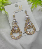 Imported Glamorous Crystal-Studded Teardrop Earrings – Nickel Free Earrings - Luxurious Gold Finish | Best Quality Artificial Earrings For Girls &amp; Women