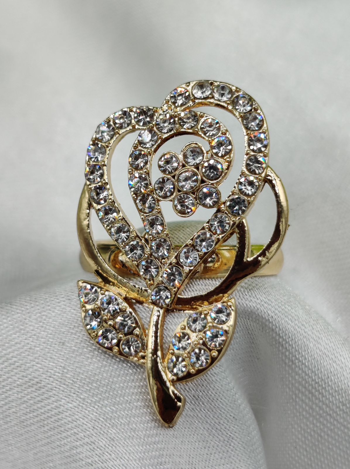 1 Piece Imported Sparkling Floral Elegance Adjustable Ring | Elegant Design Adjustable Ring For Girls &amp; Women
