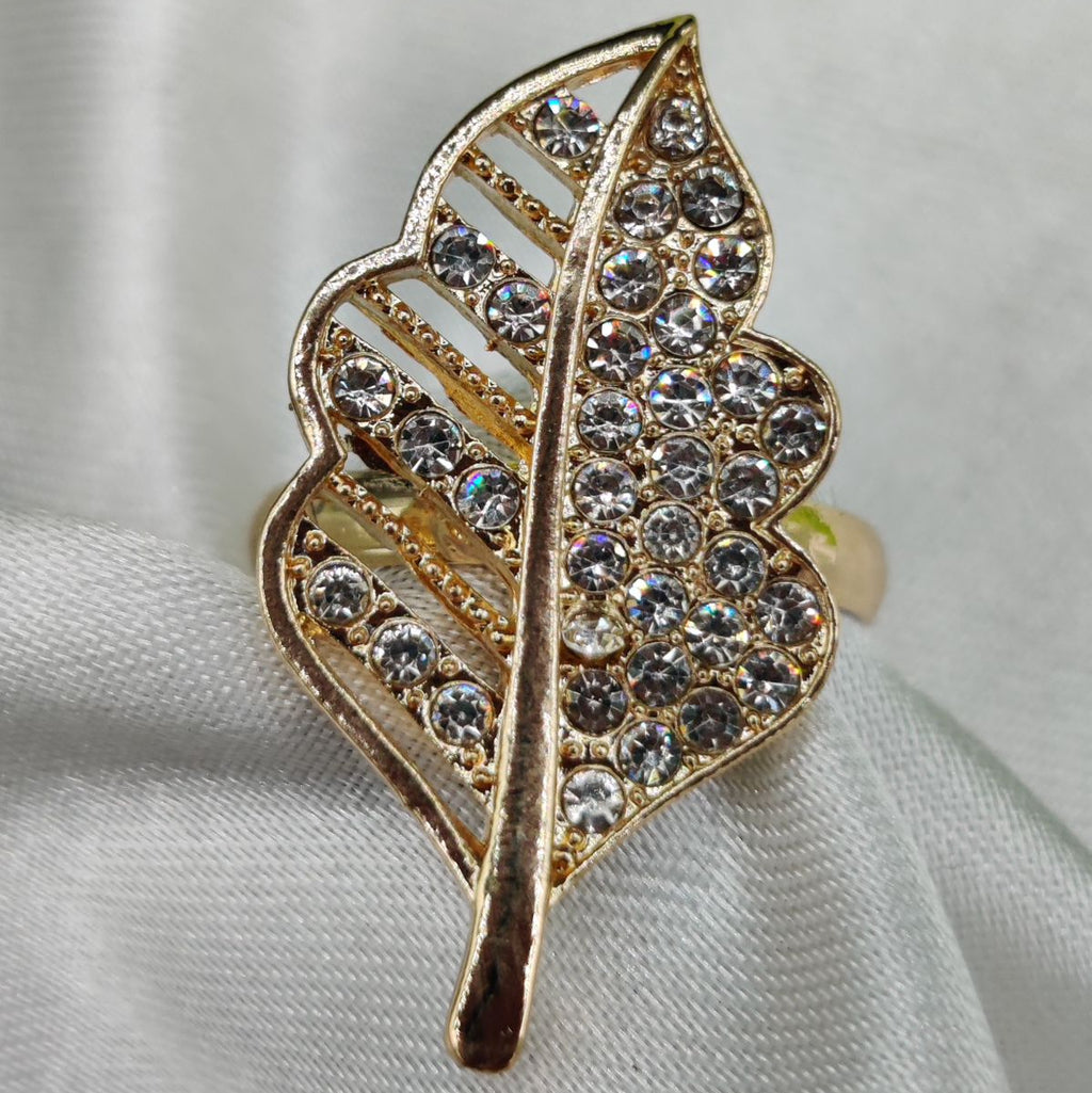 1 Piece Imported Elegant Crystal-Studded Leaf Ring | Best Quality Ring For Girls &amp; Women | Adjustable Ring | Elegant Design Ring For Every Occasion 