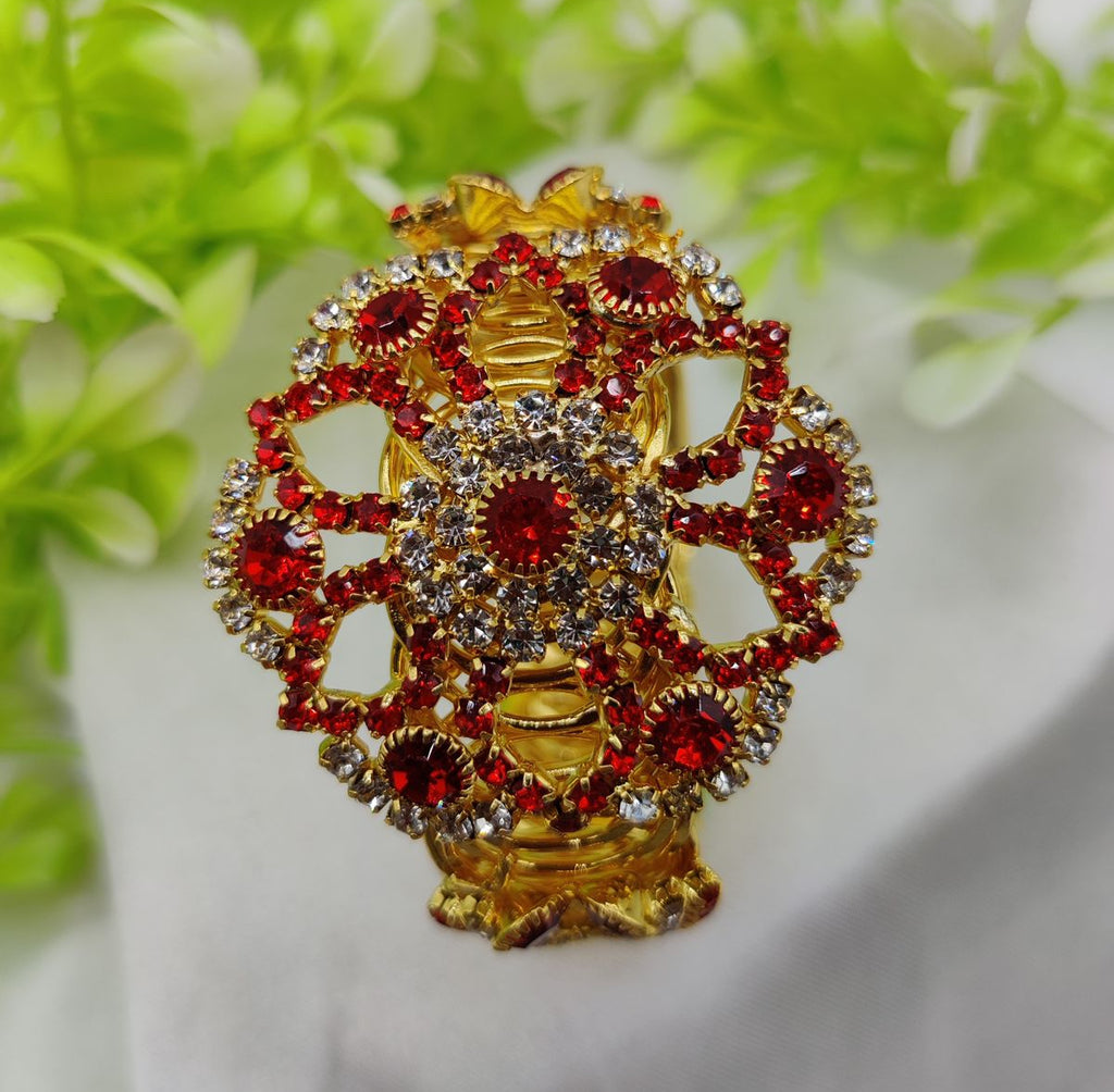 Imported Golden Lace Crystal Bracelet | Royal Ruby Elegance Bracelet | Royal Sapphire Glam Bracelet - Adjustable Bracelet – Best Quality Artificial Bracelet For Girls &amp; Women ( Random Color )