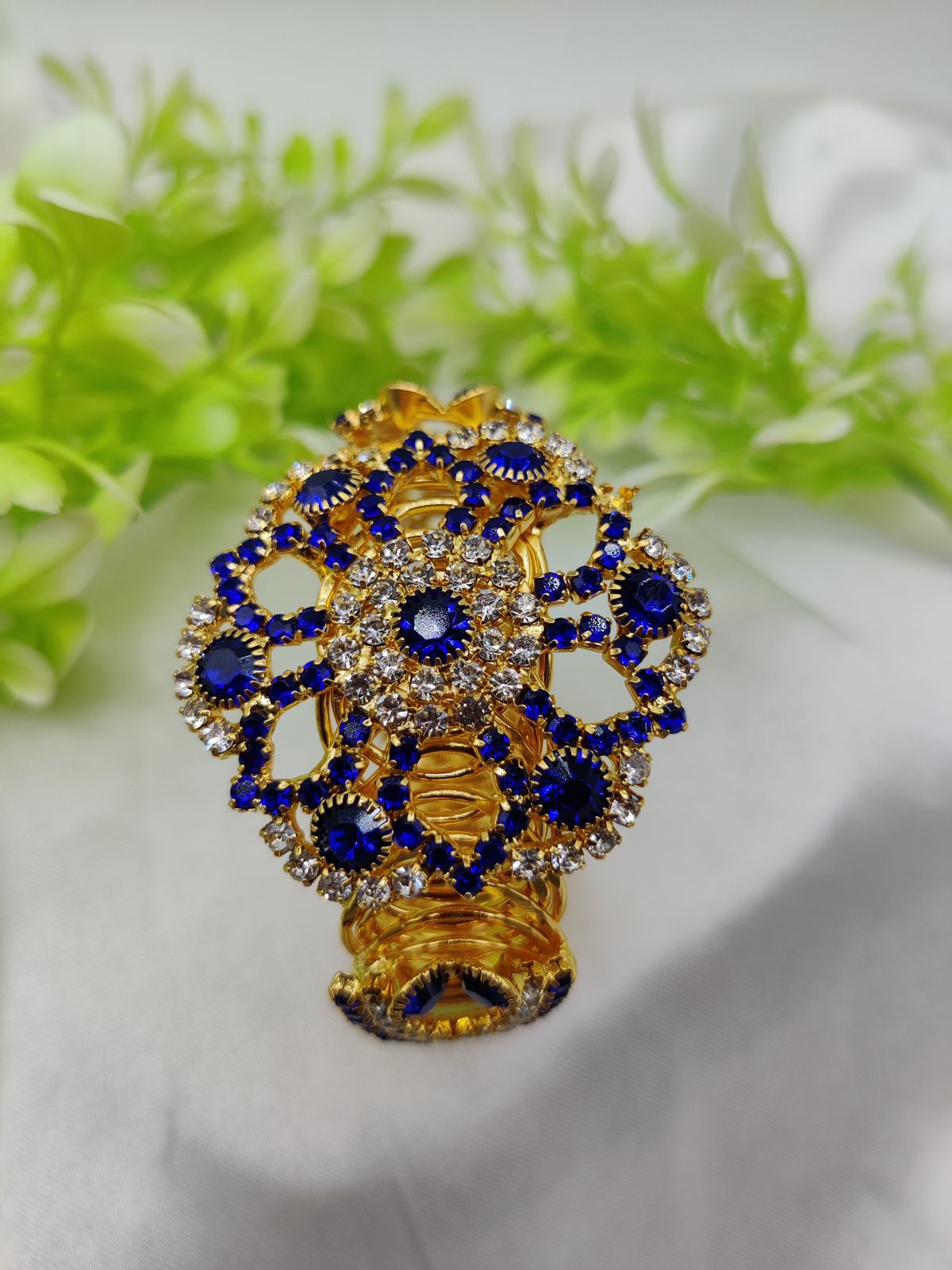 Imported Golden Lace Crystal Bracelet | Royal Ruby Elegance Bracelet | Royal Sapphire Glam Bracelet - Adjustable Bracelet – Best Quality Artificial Bracelet For Girls &amp; Women ( Random Color )